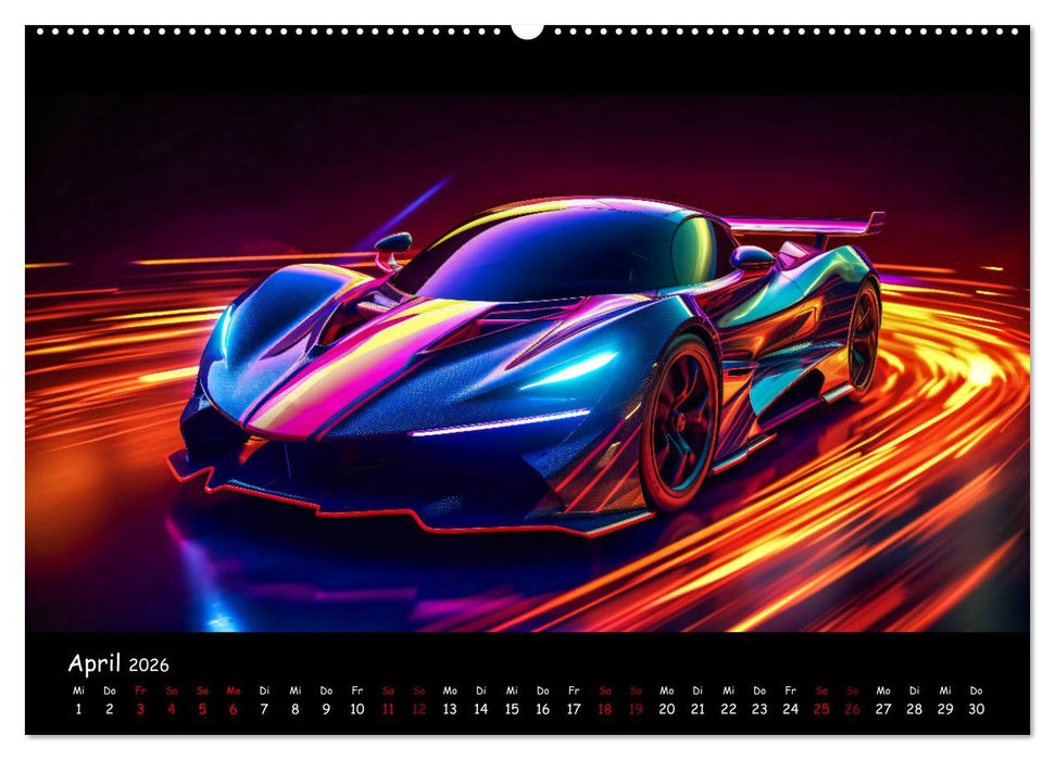 Futuristische Neon Cars (CALVENDO Premium Wandkalender 2026)