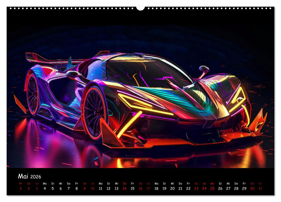 Futuristische Neon Cars (CALVENDO Premium Wandkalender 2026)