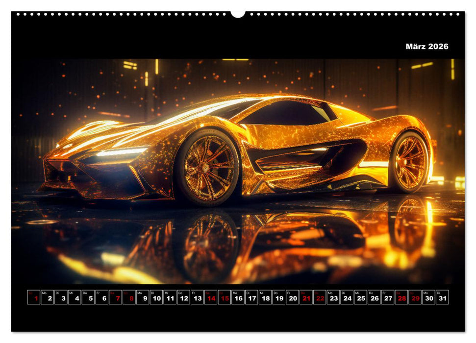 Surreale Cyber Cars (CALVENDO Premium Wandkalender 2026)
