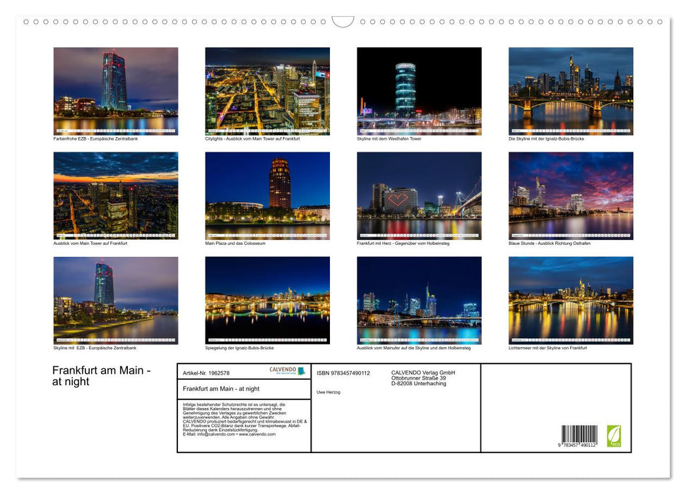 Frankfurt am Main - at night (CALVENDO Wandkalender 2026)