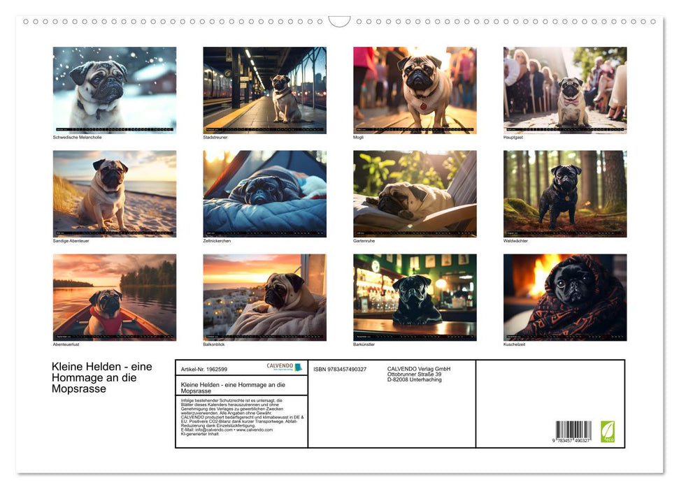 Kleine Helden - eine Hommage an die Mopsrasse (CALVENDO Wandkalender 2026)