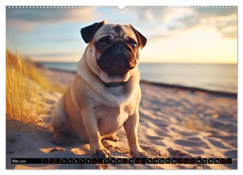 Kleine Helden - eine Hommage an die Mopsrasse (CALVENDO Wandkalender 2026)