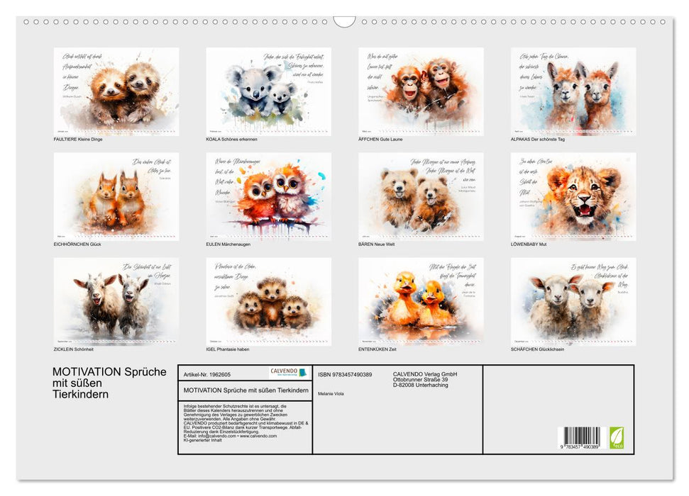 MOTIVATION Sprüche mit süßen Tierkindern (CALVENDO Wandkalender 2026)