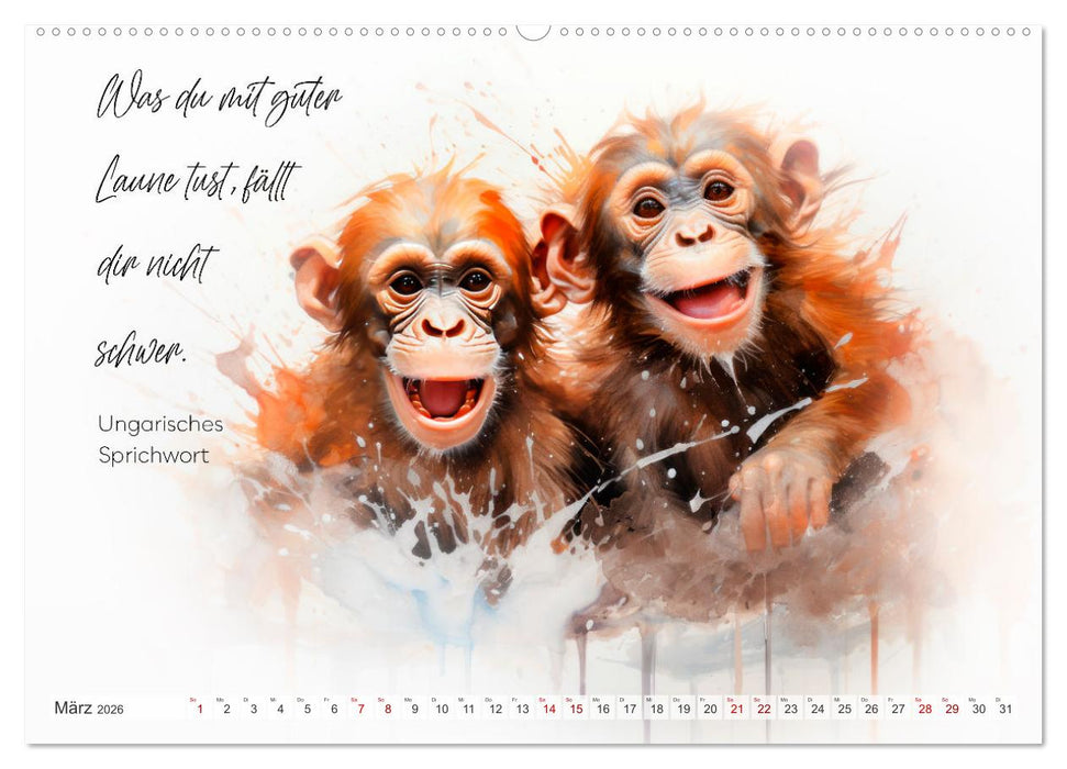 MOTIVATION Sprüche mit süßen Tierkindern (CALVENDO Wandkalender 2026)