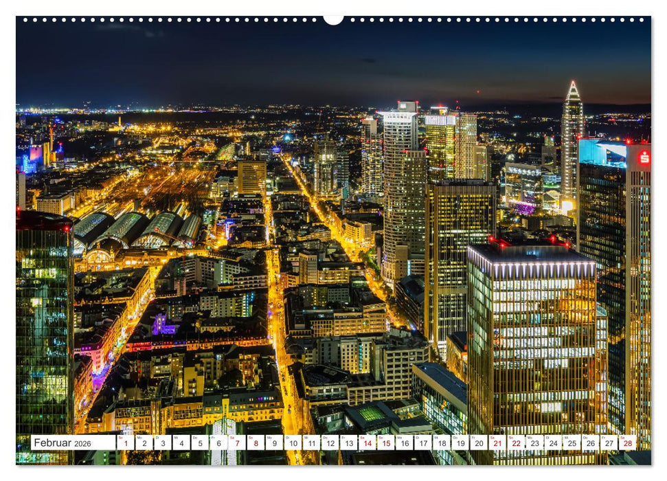 Frankfurt am Main - at night (CALVENDO Premium Wandkalender 2026)