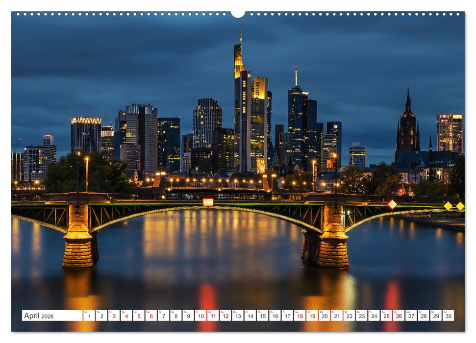 Frankfurt am Main - at night (CALVENDO Premium Wandkalender 2026)
