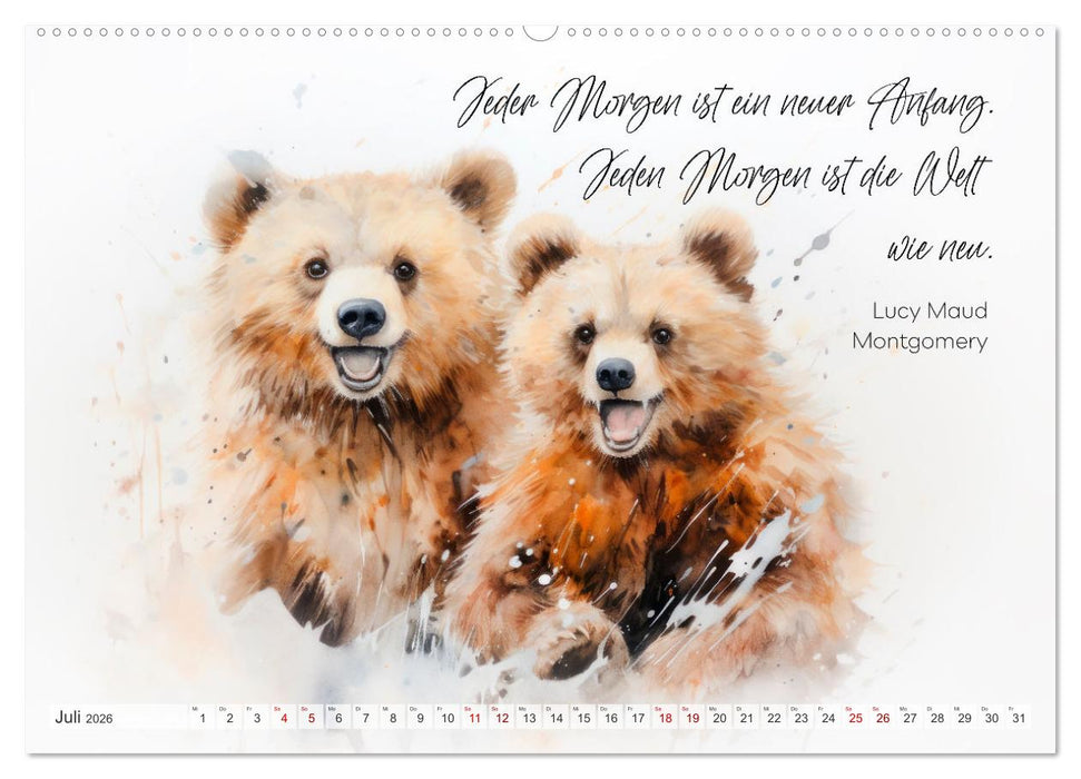 MOTIVATION Sprüche mit süßen Tierkindern (CALVENDO Premium Wandkalender 2026)