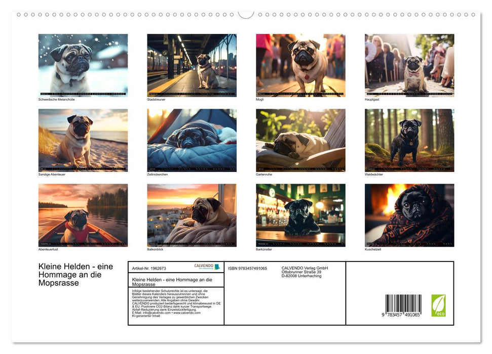 Kleine Helden - eine Hommage an die Mopsrasse (CALVENDO Premium Wandkalender 2026)