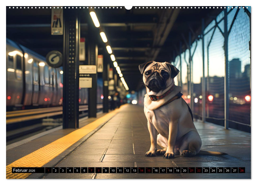 Kleine Helden - eine Hommage an die Mopsrasse (CALVENDO Premium Wandkalender 2026)