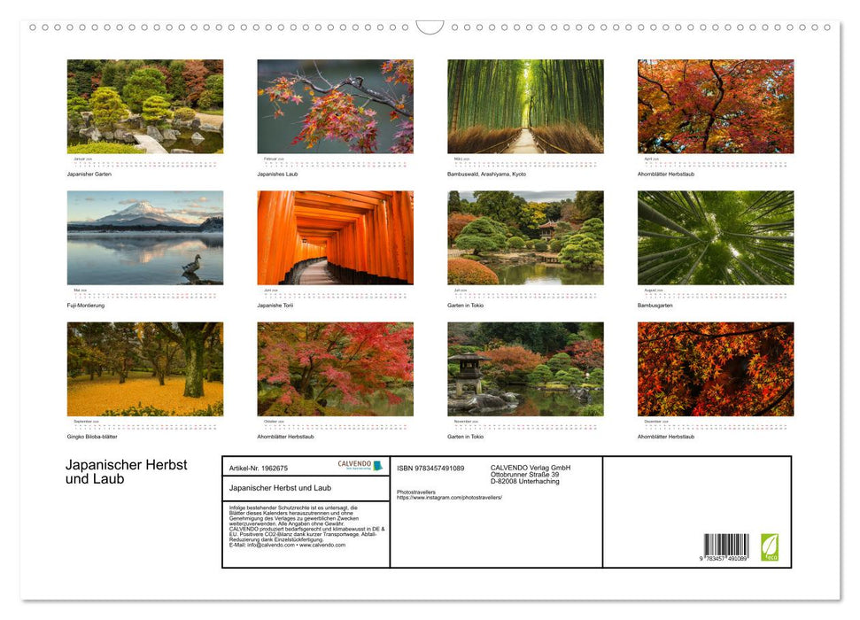 Japanischer Herbst und Laub (CALVENDO Wandkalender 2026)