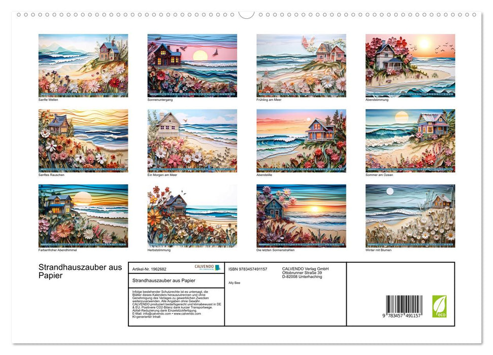 Strandhauszauber aus Papier (CALVENDO Premium Wandkalender 2026)