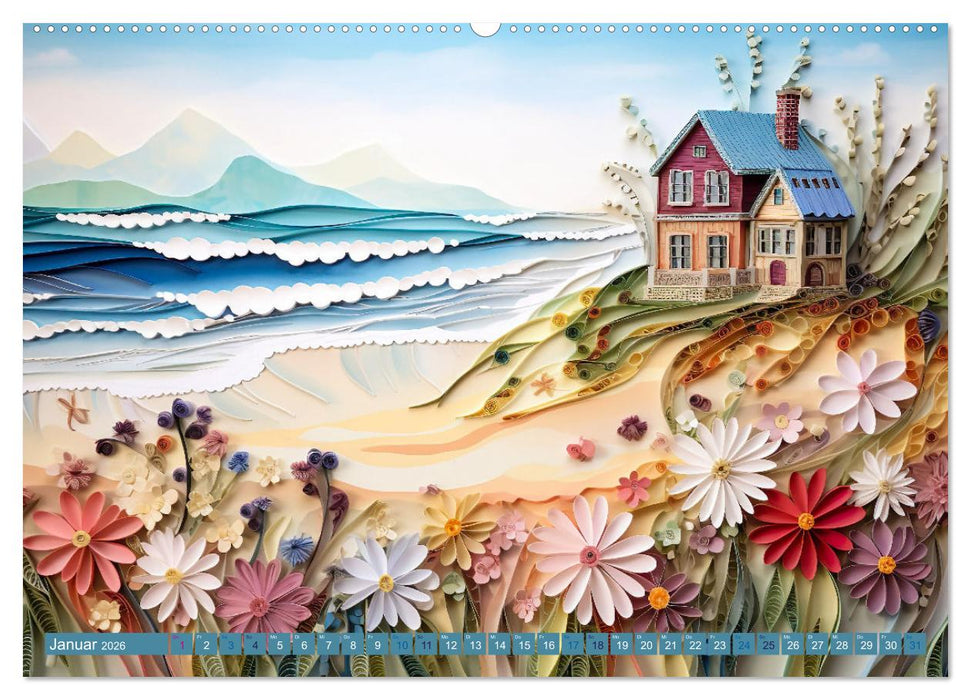 Strandhauszauber aus Papier (CALVENDO Premium Wandkalender 2026)