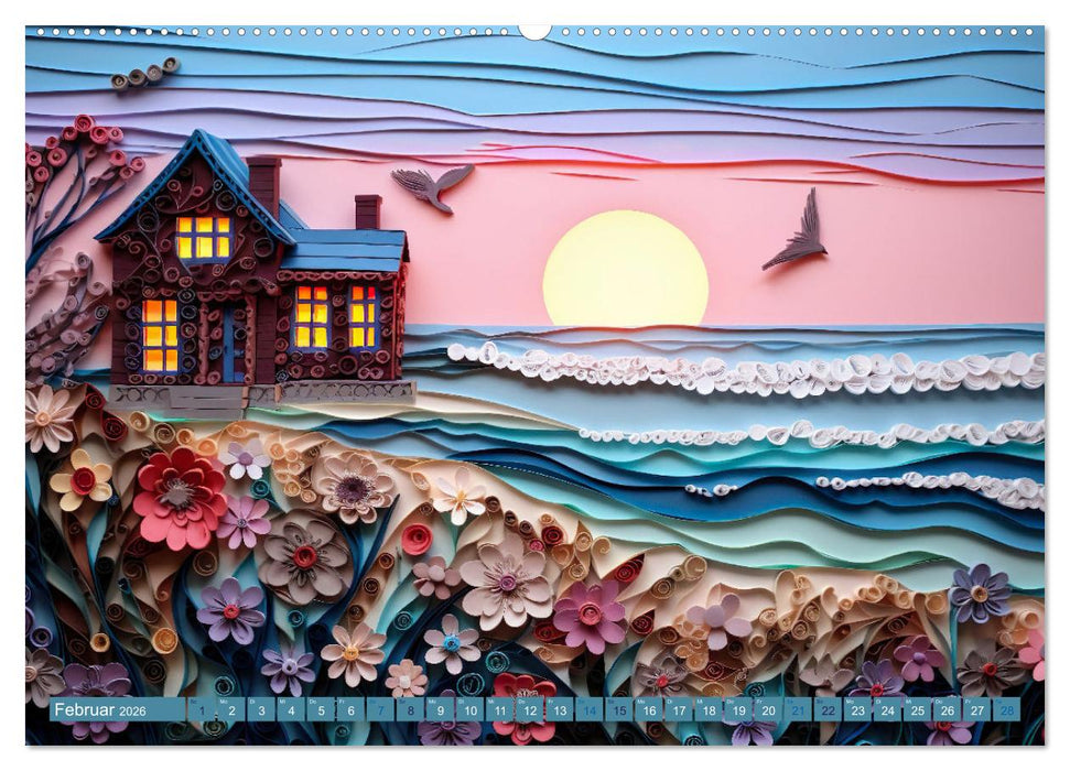 Strandhauszauber aus Papier (CALVENDO Premium Wandkalender 2026)