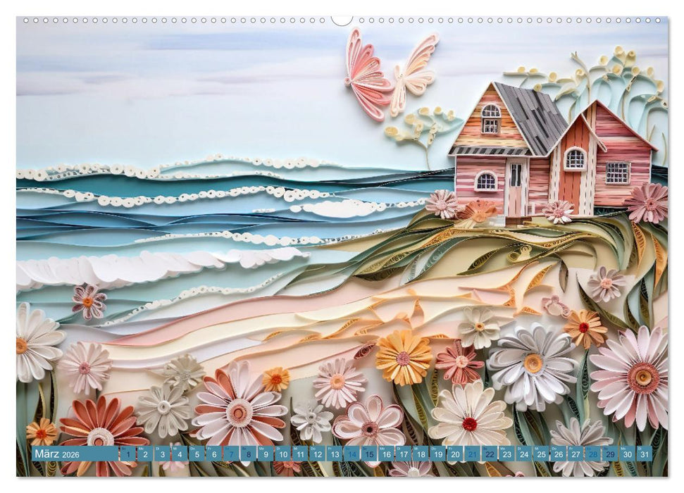 Strandhauszauber aus Papier (CALVENDO Premium Wandkalender 2026)
