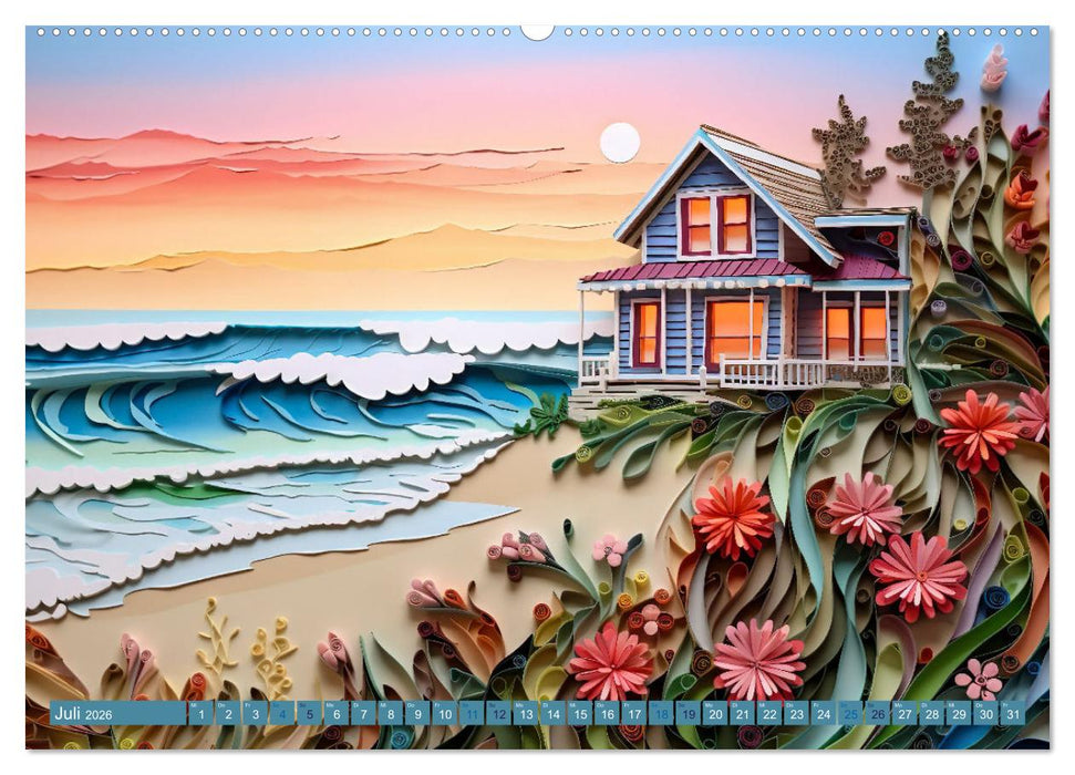Strandhauszauber aus Papier (CALVENDO Premium Wandkalender 2026)