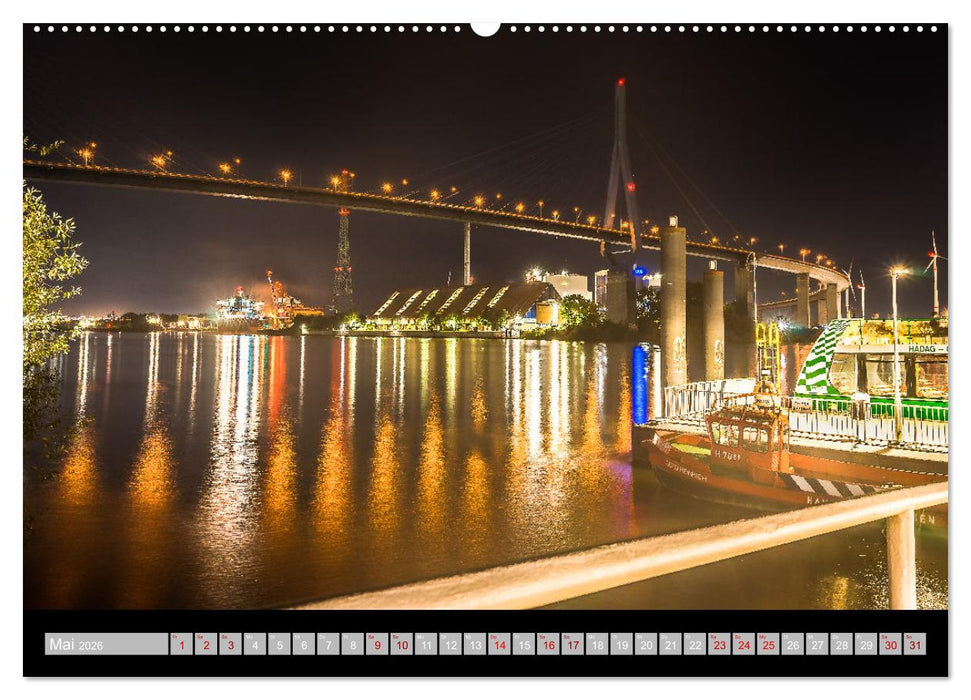 Hamburgs Brücken bei Nacht (CALVENDO Premium Wandkalender 2026)