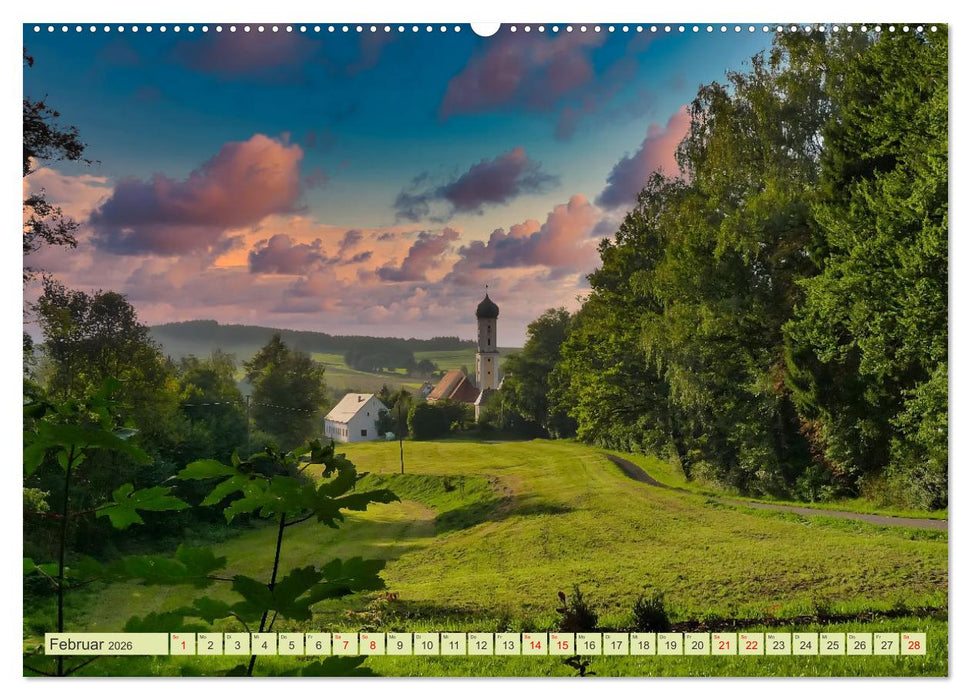 Die Stauden, Kirchen und Kapellen im Naturpark Augsburg westliche Wälder (CALVENDO Premium Wandkalender 2026)
