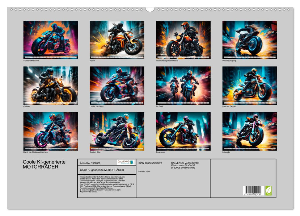 Coole KI-generierte MOTORRÄDER (CALVENDO Wandkalender 2026)