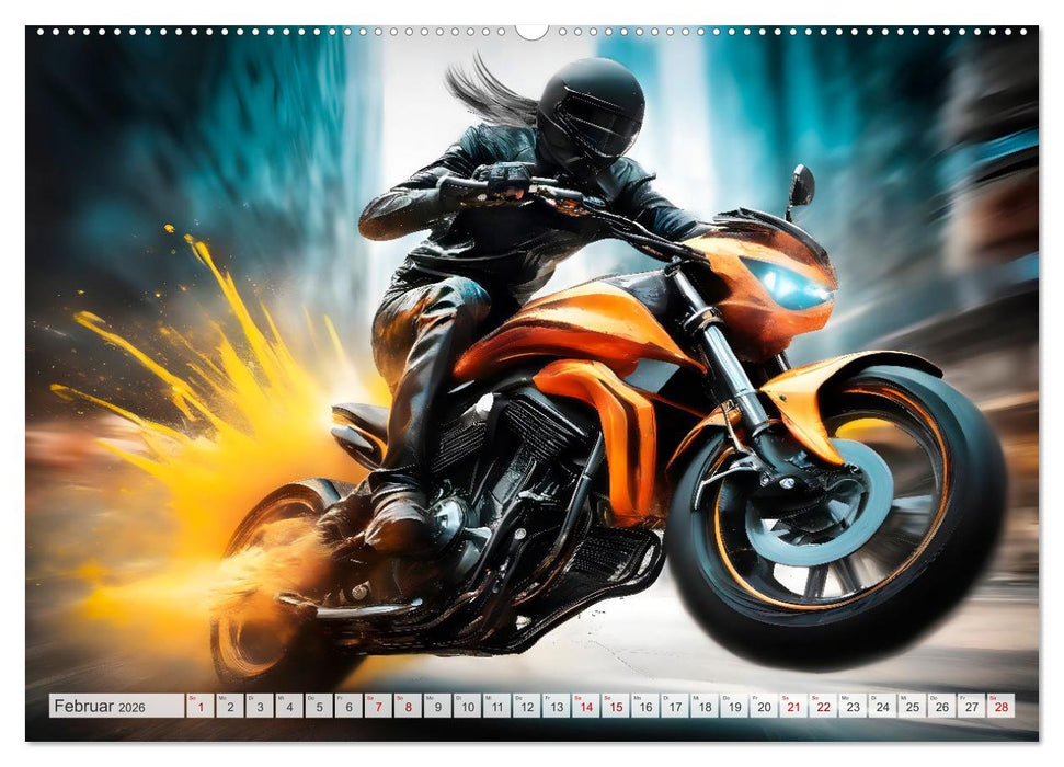 Coole KI-generierte MOTORRÄDER (CALVENDO Wandkalender 2026)
