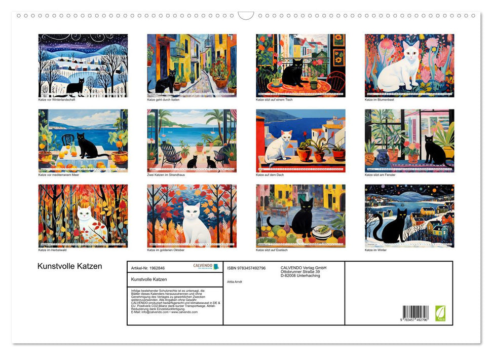 Kunstvolle Katzen (CALVENDO Wandkalender 2026)