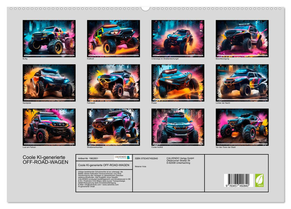 Coole KI-generierte OFF-ROAD-WAGEN (CALVENDO Premium Wandkalender 2026)