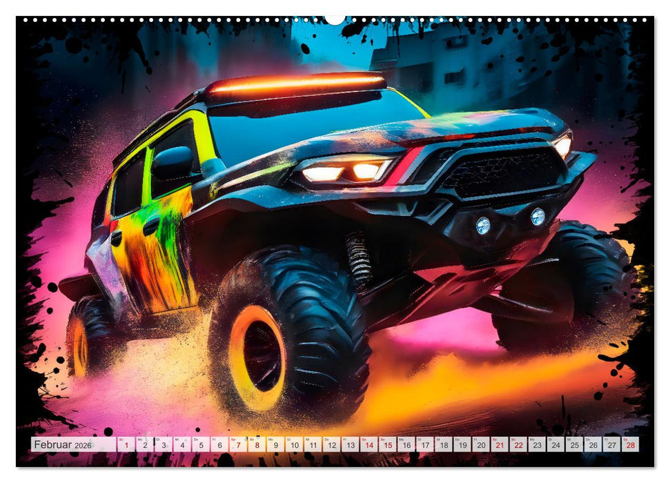 Coole KI-generierte OFF-ROAD-WAGEN (CALVENDO Premium Wandkalender 2026)