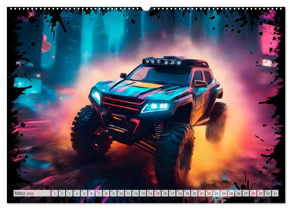 Coole KI-generierte OFF-ROAD-WAGEN (CALVENDO Premium Wandkalender 2026)