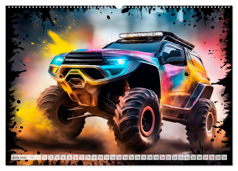 Coole KI-generierte OFF-ROAD-WAGEN (CALVENDO Premium Wandkalender 2026)