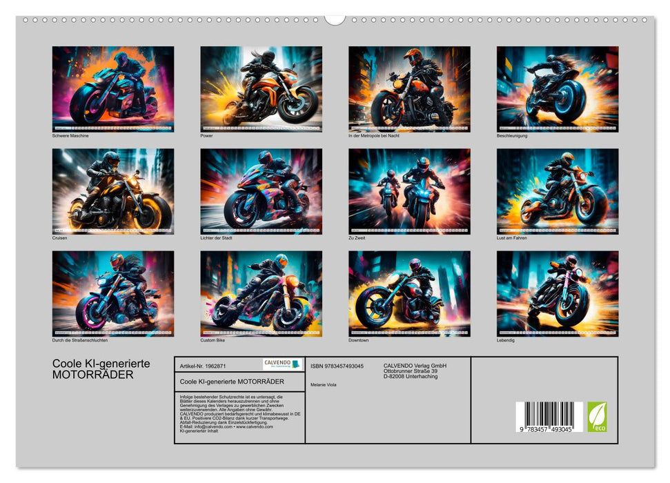 Coole KI-generierte MOTORRÄDER (CALVENDO Premium Wandkalender 2026)