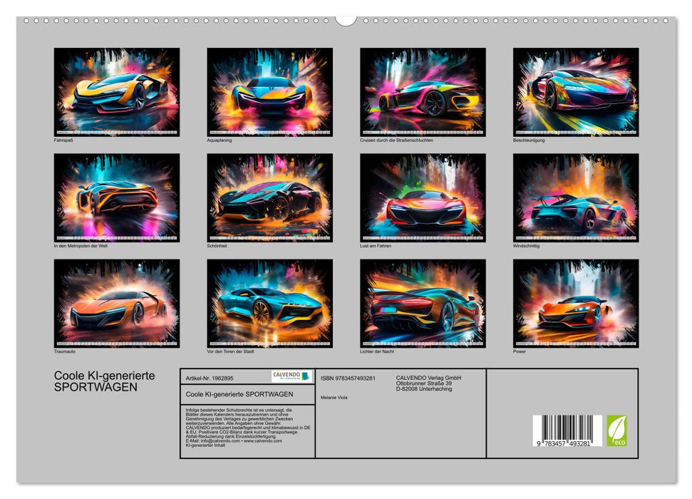 Coole KI-generierte SPORTWAGEN (CALVENDO Premium Wandkalender 2026)