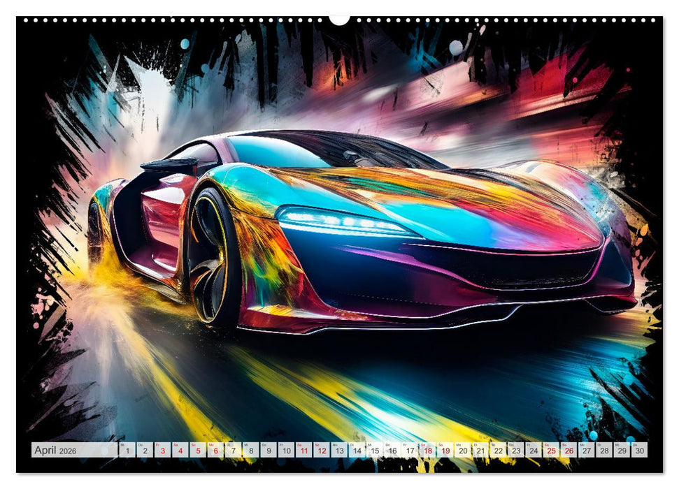 Coole KI-generierte SPORTWAGEN (CALVENDO Premium Wandkalender 2026)