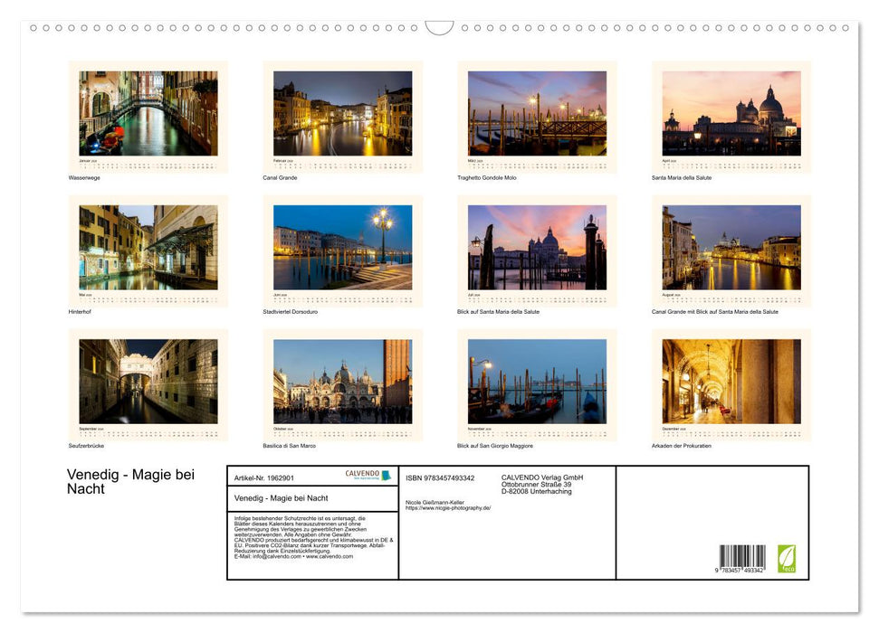 Venedig - Magie bei Nacht (CALVENDO Wandkalender 2026)