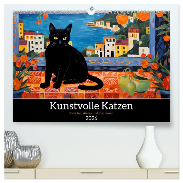 Kunstvolle Katzen (CALVENDO Premium Wandkalender 2026)