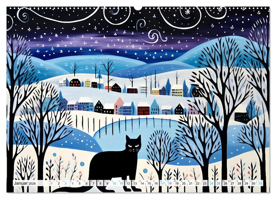 Kunstvolle Katzen (CALVENDO Premium Wandkalender 2026)