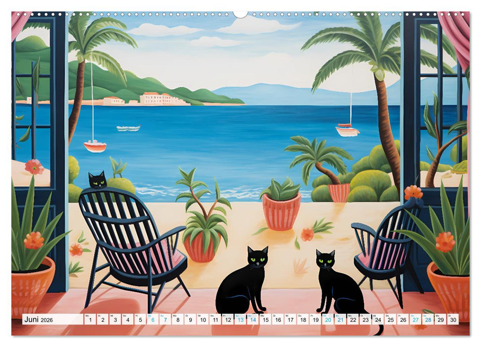 Kunstvolle Katzen (CALVENDO Premium Wandkalender 2026)