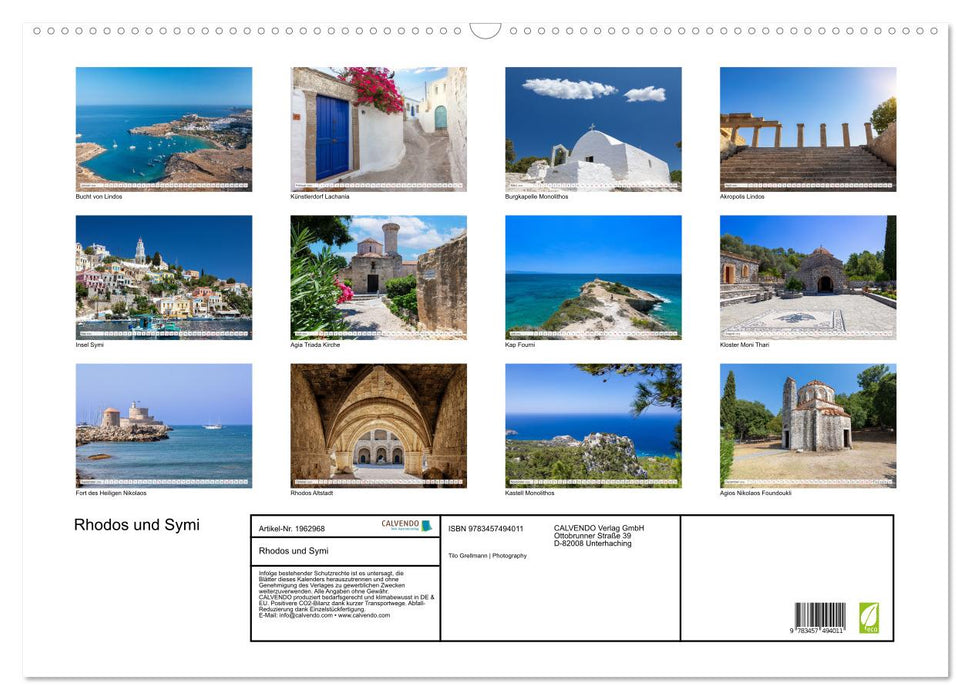 Rhodos und Symi (CALVENDO Wandkalender 2026)