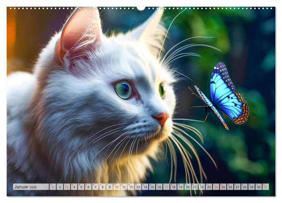 Die Katze und der Schmetterling (CALVENDO Premium Wandkalender 2026)