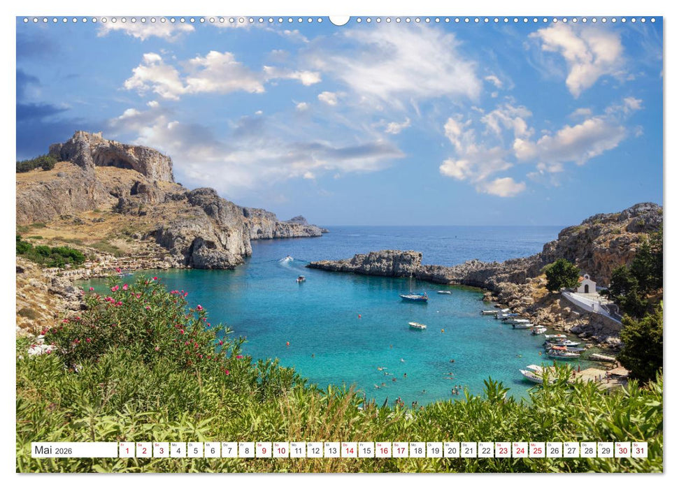 Rhodos und Symi, Perlen in der Ägis (CALVENDO Premium Wandkalender 2026)