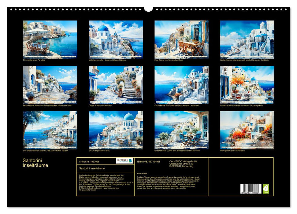 Santorini Inselträume (CALVENDO Wandkalender 2026)