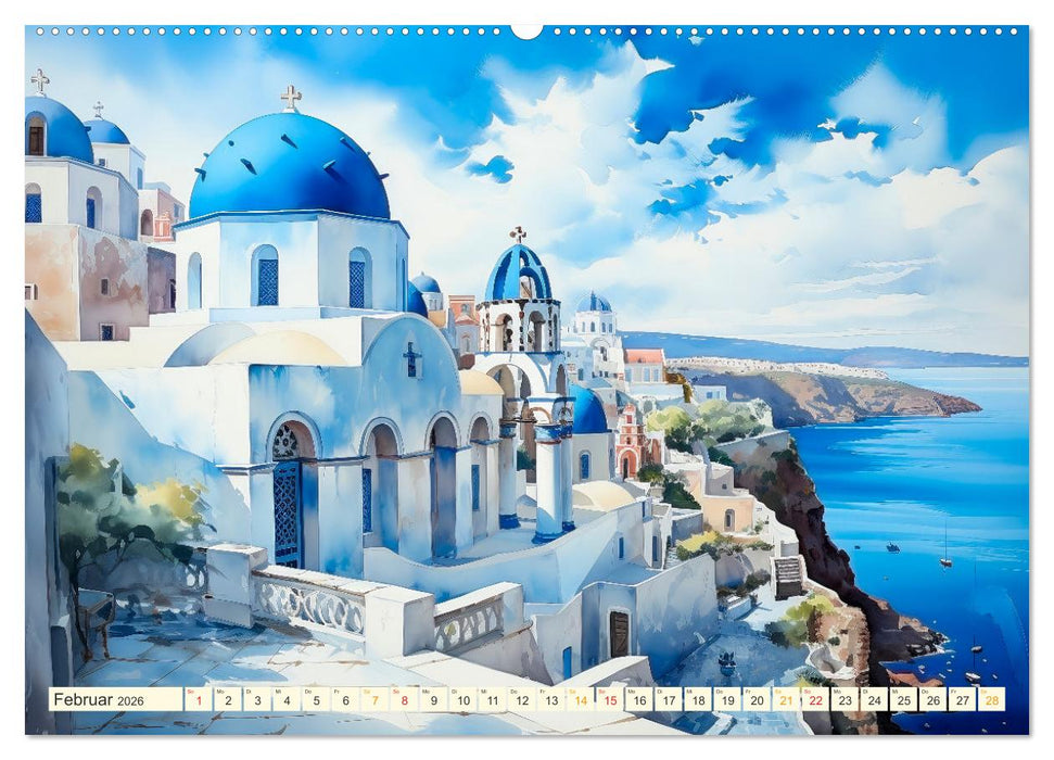 Santorini Inselträume (CALVENDO Wandkalender 2026)