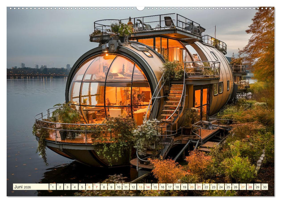 Hausboote Wohn Fantasien (CALVENDO Wandkalender 2026)