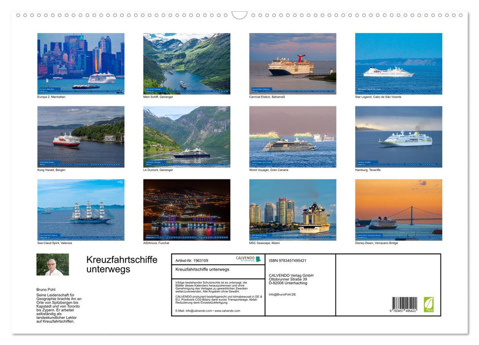 Kreuzfahrtschiffe unterwegs (CALVENDO Wandkalender 2026)