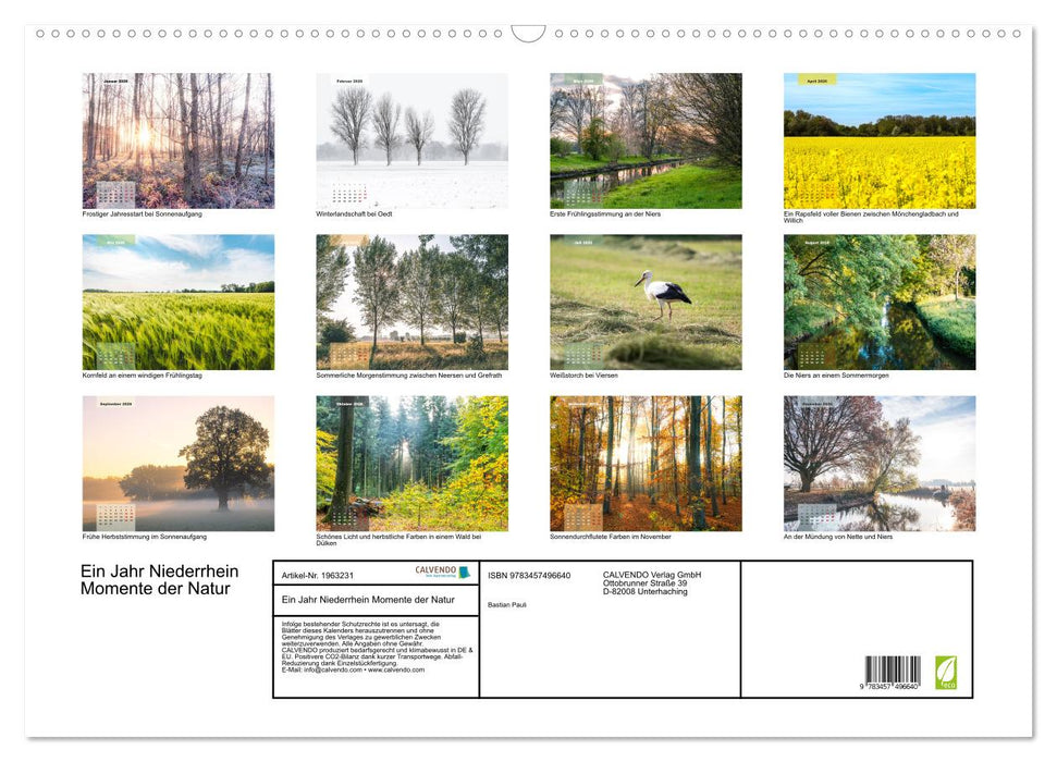 Ein Jahr Niederrhein Momente der Natur (CALVENDO Wandkalender 2026)