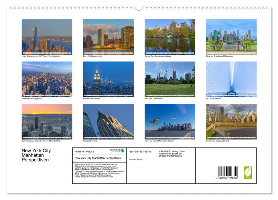 New York City Manhattan Perspektiven (CALVENDO Premium Wandkalender 2026)