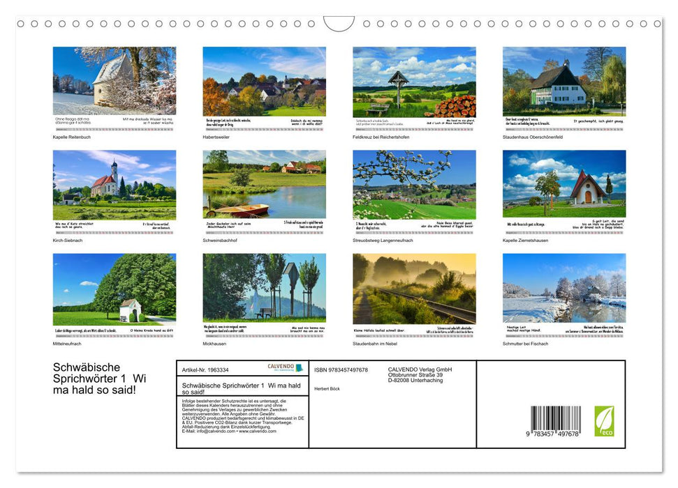 Schwäbische Sprichwörter 1 Wi ma hald so said! (CALVENDO Wandkalender 2026)