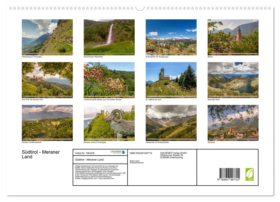 Südtirol - Meraner Land (CALVENDO Premium Wandkalender 2026)
