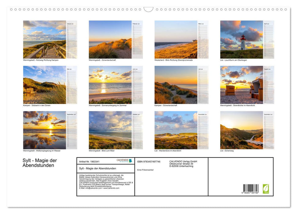 Sylt - Magie der Abendstunden (CALVENDO Wandkalender 2026)