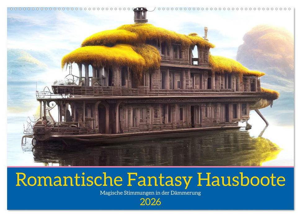 Romantische Fantasy Hausboote Magische Stimmungen in der Dämmerung (CALVENDO Wandkalender 2026)