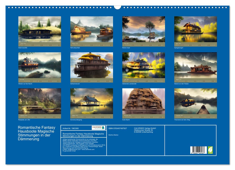 Romantische Fantasy Hausboote Magische Stimmungen in der Dämmerung (CALVENDO Wandkalender 2026)