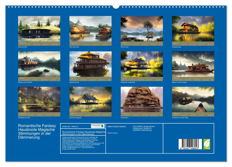 Romantische Fantasy Hausboote Magische Stimmungen in der Dämmerung (CALVENDO Premium Wandkalender 2026)